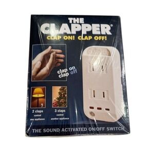 The Clapper Wireless Automatic Smart Sound Activated On/Off Switch White NEW